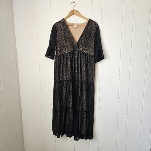 Plus Size Black Lace Elegant Maxi Dress